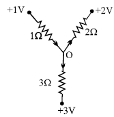 Physics diagram: The potential of point O in the steady