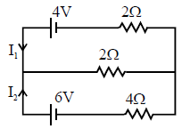 Physics diagram: The current I1 is in given circuit